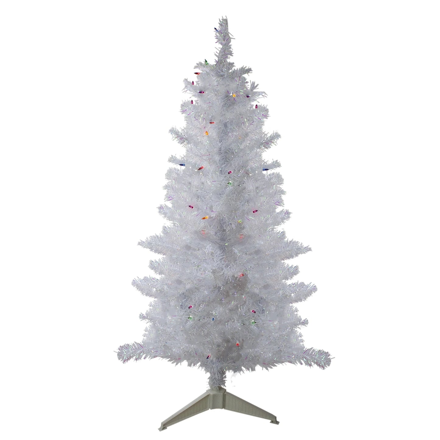 4' Pre-Lit White Iridescent Pine Artificial Christmas Tree - Multi Lights
