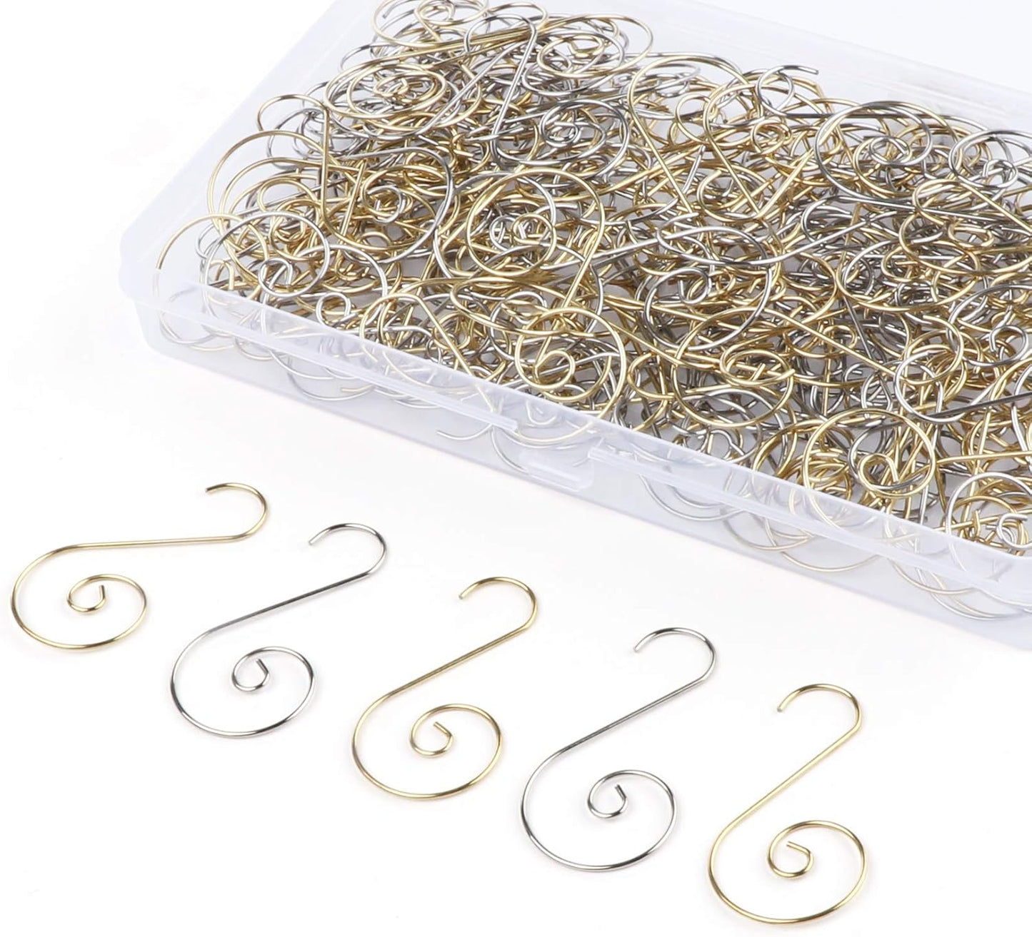 200Pcs Christmas Ornament Hooks Christmas Tree Hanger Hooks S Hooks Hanging Hook for Christmas Tree Christmas Balls Party Decorations (Gold&Silver)