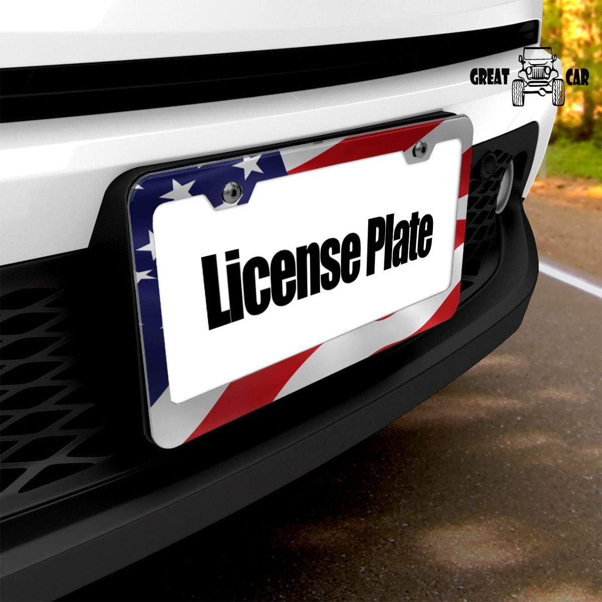 American Flag License Plate Frame Red Flags Car Frames Us Style License Plates Holder for Girl Women Men (Old Flag)