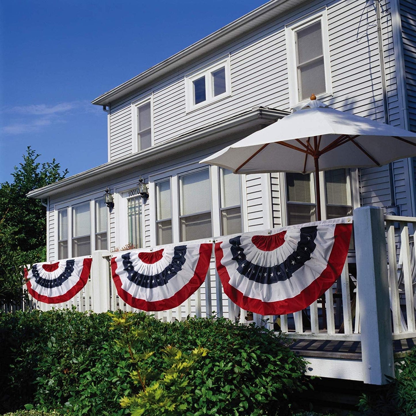 2 Pack American Pleated Fan Flag USA Pleated Fan Flag, 1.5X3 Ft American Bunting Decoration Flags with Embroidered Stars Sewn Stripes Canvas Header and Brass Grommets (2, 1.5X3 Feet)