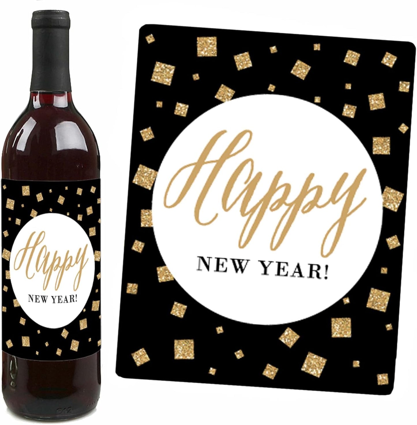 New Year'S Eve - Gold - 2025 New Years Eve Party Decorations for Women and Men - Wine Bottle Label Stickers - Set of 4