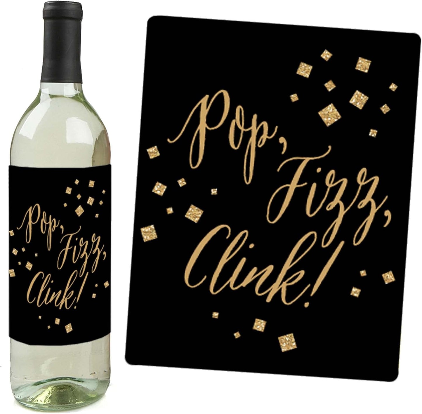 New Year'S Eve - Gold - 2025 New Years Eve Party Decorations for Women and Men - Wine Bottle Label Stickers - Set of 4