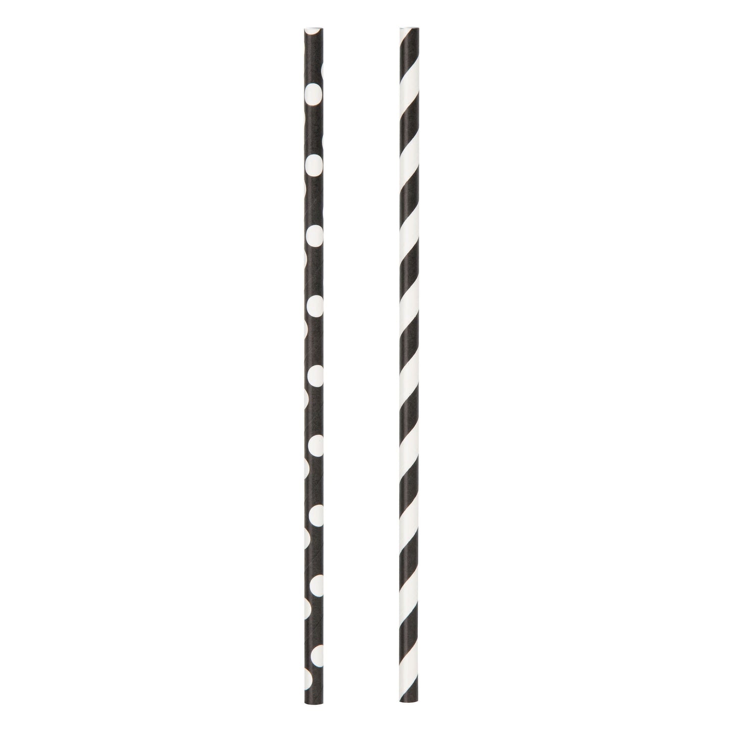 ! Black Polka Dot & Striped Paper Straws, 30Ct