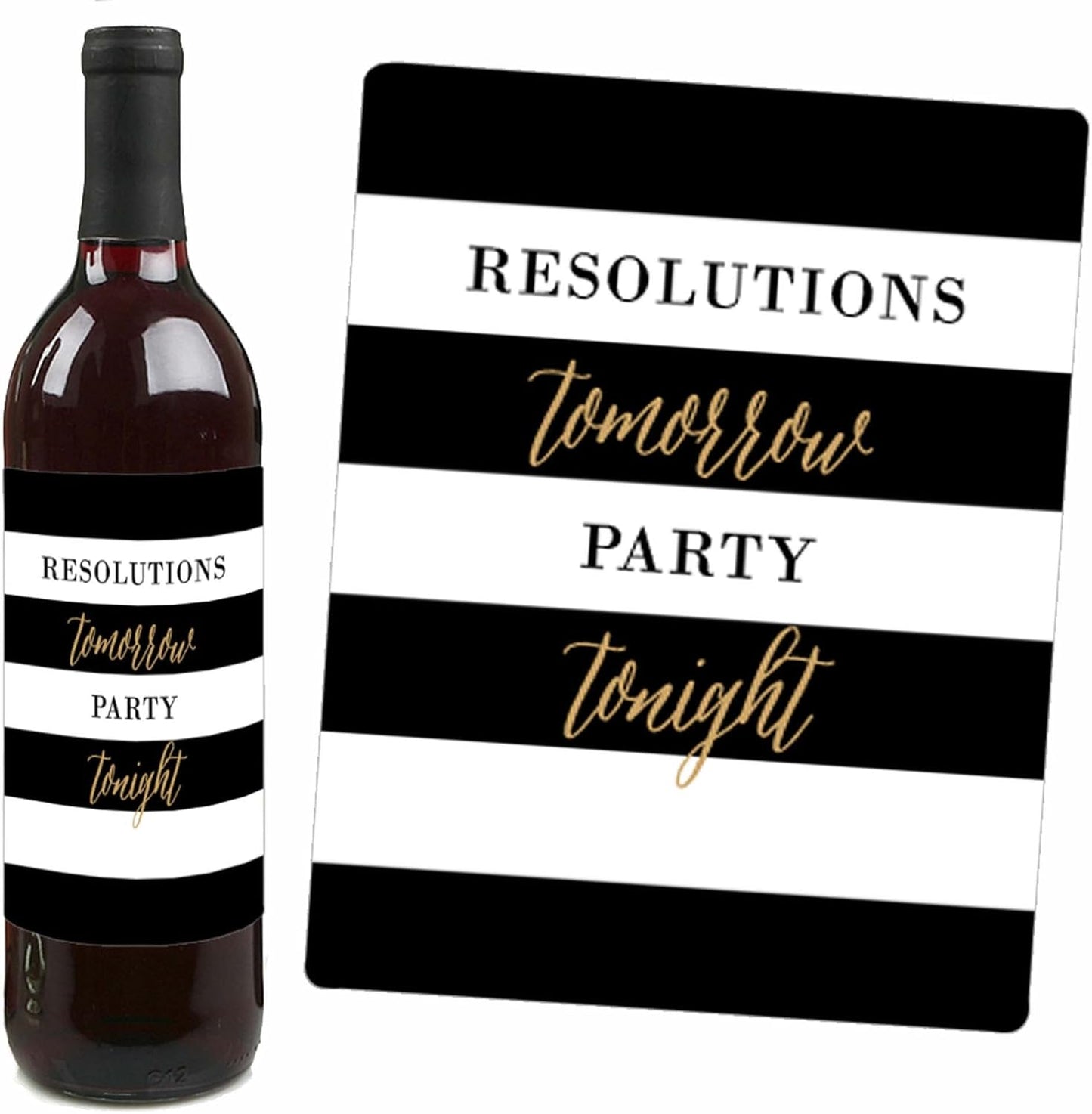 New Year'S Eve - Gold - 2025 New Years Eve Party Decorations for Women and Men - Wine Bottle Label Stickers - Set of 4