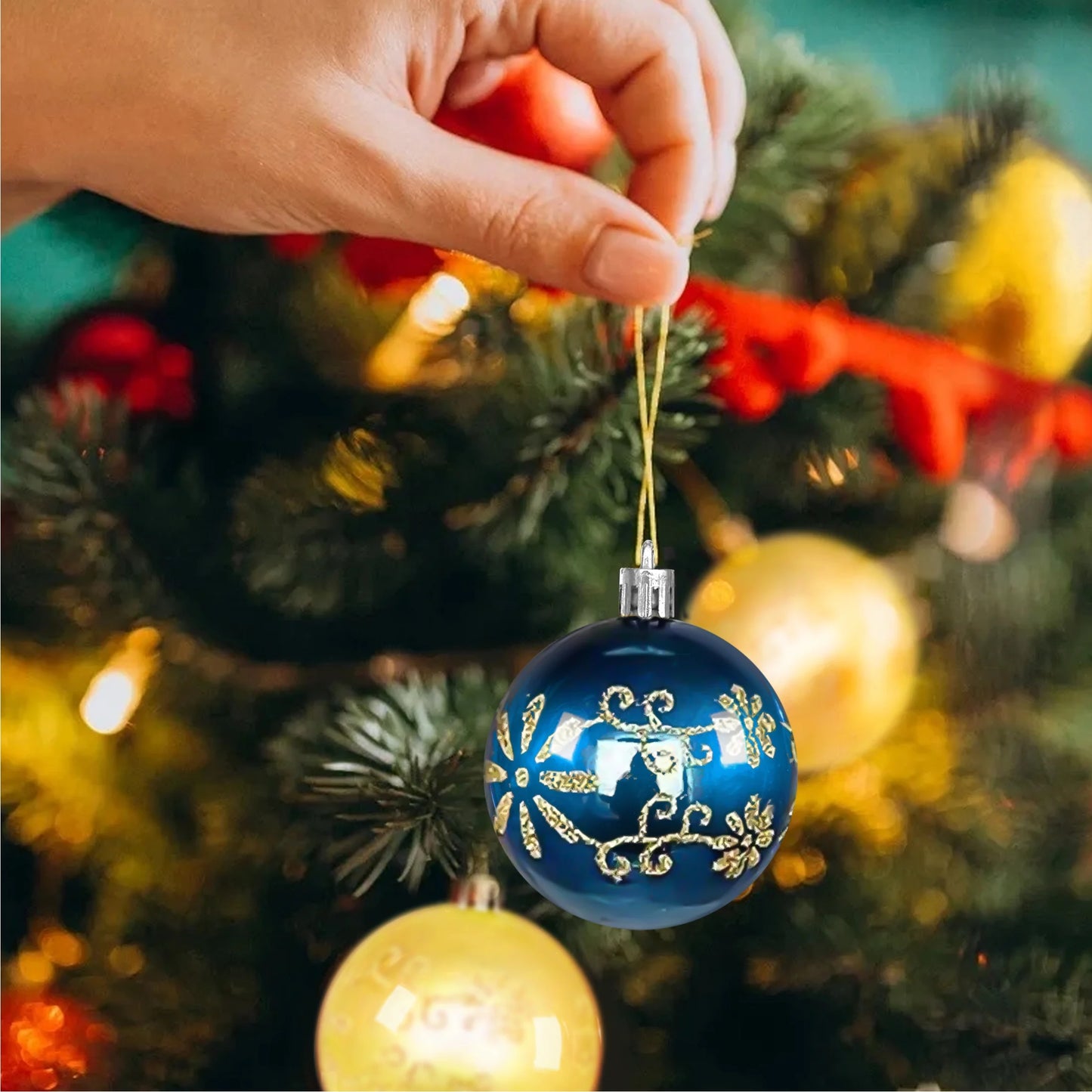 44 Piece Christmas Ornament Set, Christmas Ball, Blue and Gold, Christmas Tree Decorations