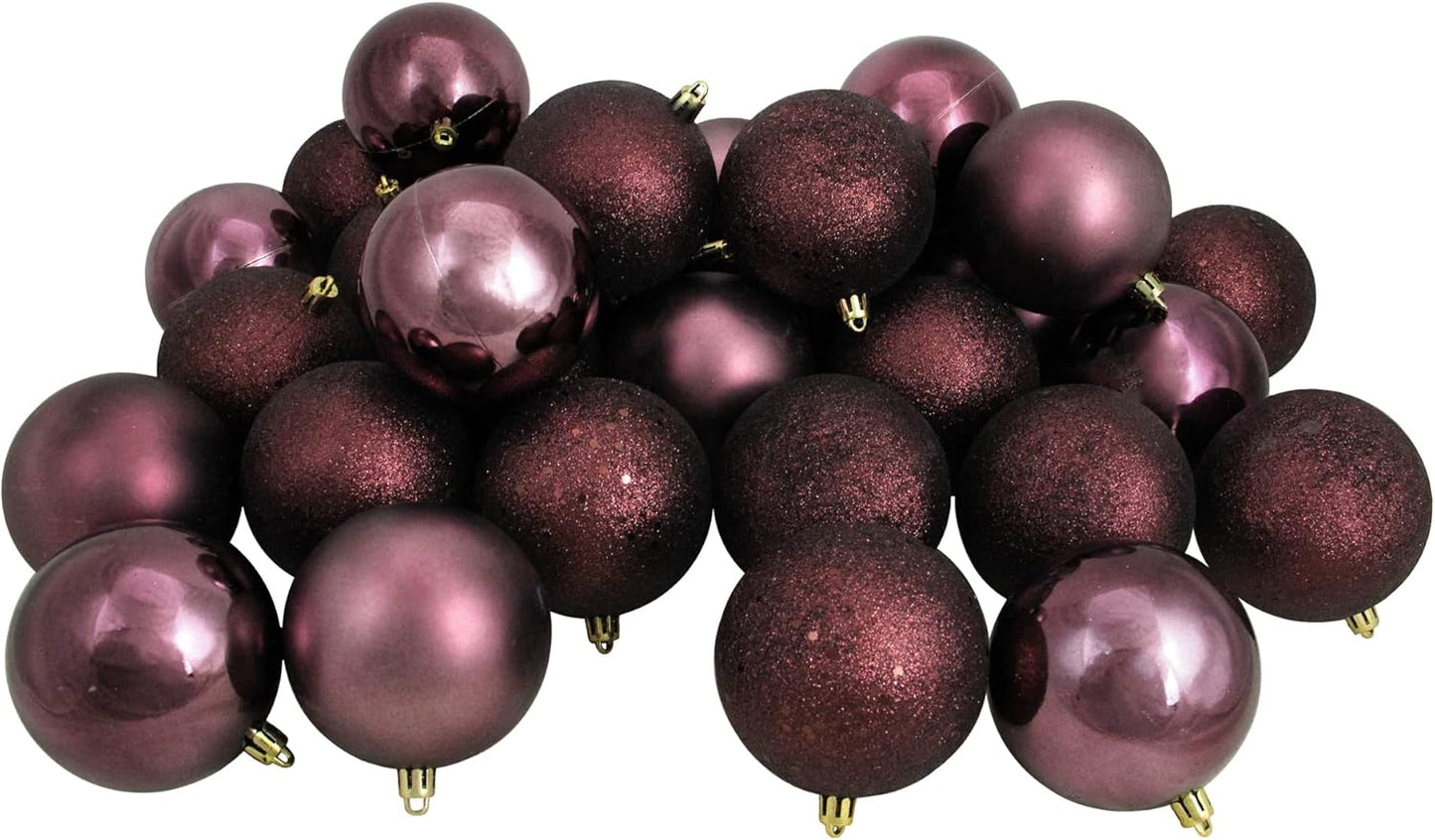 32Ct Mulberry Shatterproof 4-Finish Christmas Ball Ornaments 3.25" (80Mm)