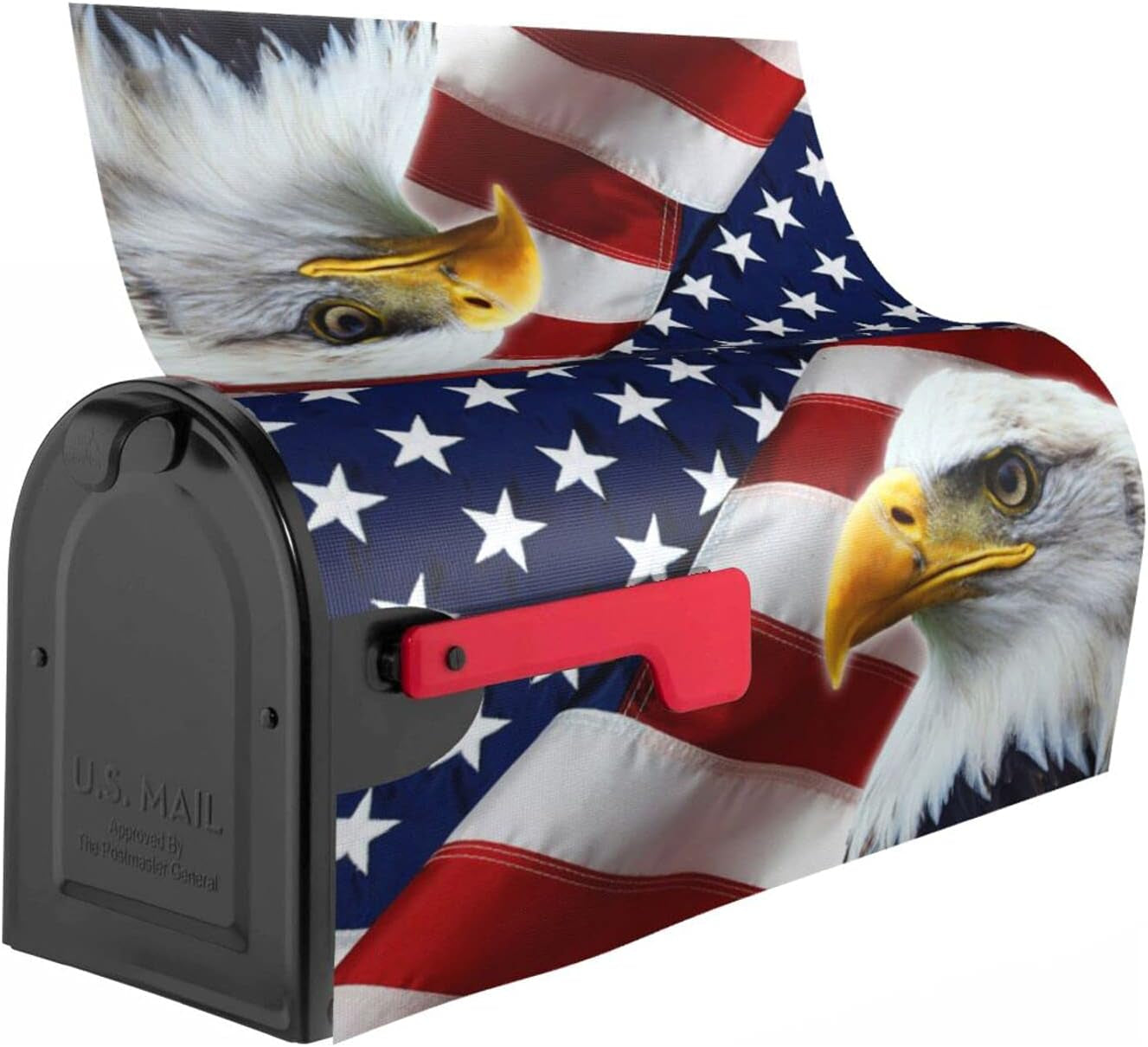 Patriotic American Flag Mailbox Cover Magnetic 21X18 Inch with USA Flag Eagle Decor for Garden Yard Home Decoration