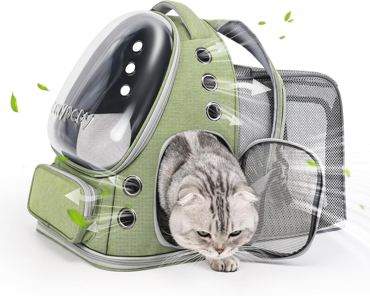 Cat Backpack Carrier, Breathable Cat Carrier Large Space Bubble Pet Backpack for Kitty Small Dog up to 15Lbs, Transparent & Foldable Pet Carrier for Travel Hiking