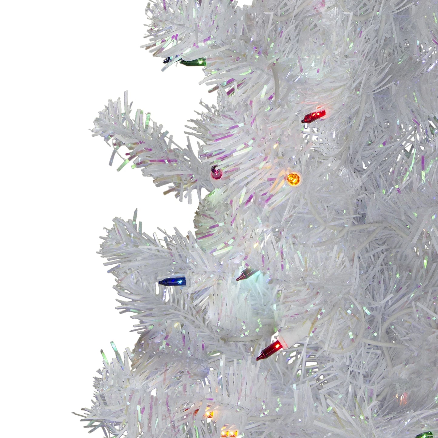 4' Pre-Lit White Iridescent Pine Artificial Christmas Tree - Multi Lights