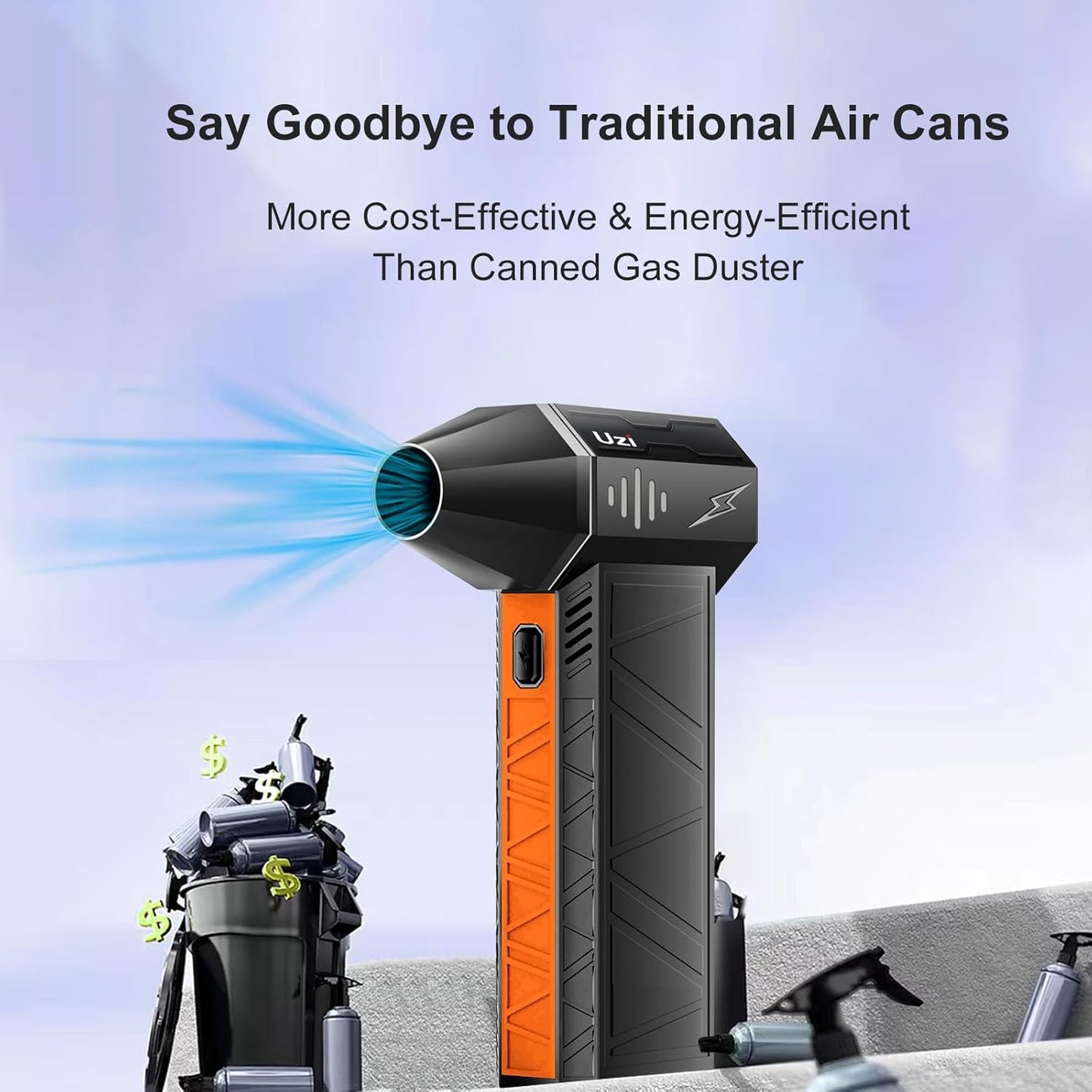 Compressed Air Duster -180000RPM Electric Air Duster for Cleaning Pc&Keyboard, 4 Speeds Adjustable Rechargeable Cordless Jet Dry Air Blower for Home and Car,Outdoors,Etc