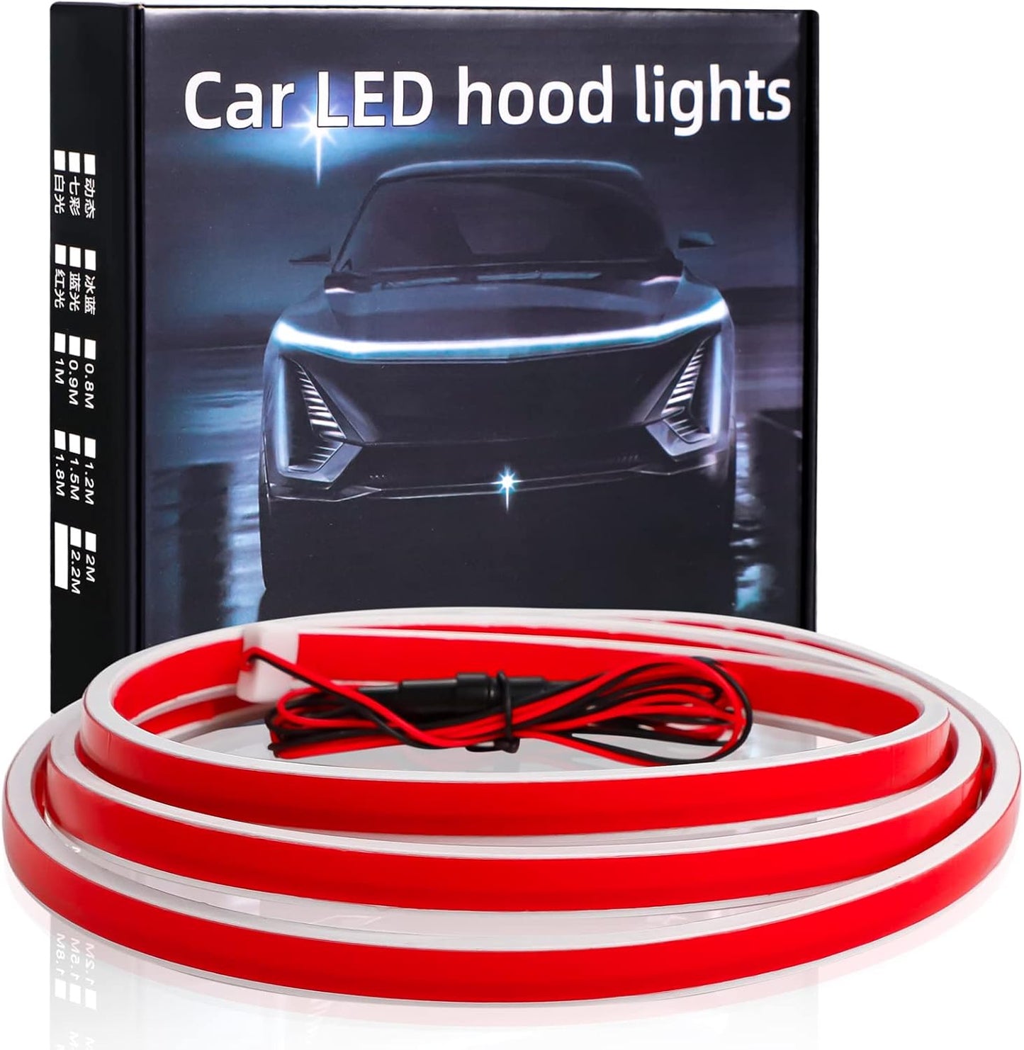59 Inch Car Hood Light Strip, Dynamic LED Strip Light, Exterior Flexible Headlight Waterproof Daytime Running Light Strip for Truck, SUV (White Light)