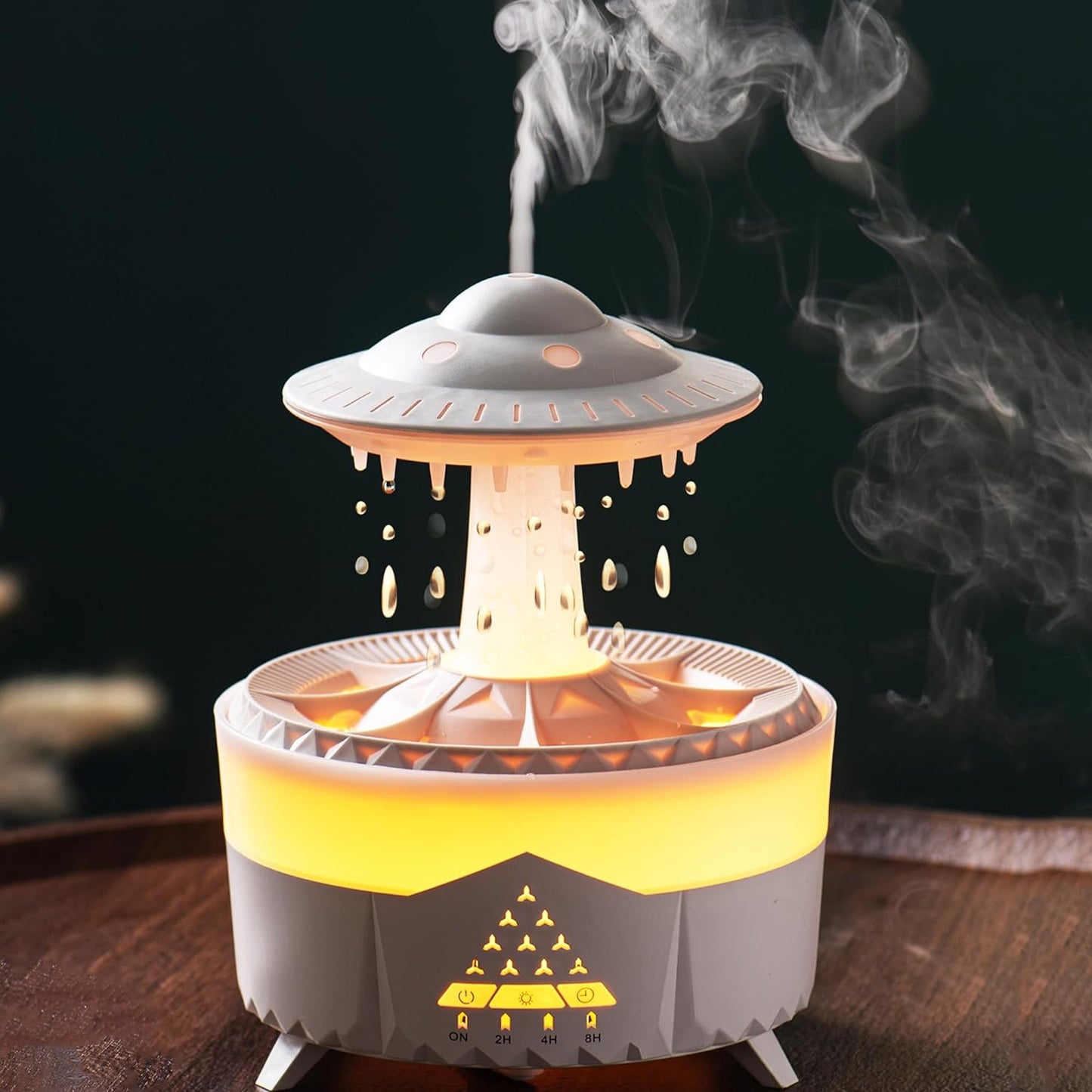 Raindrop Humidifiers for Bedroom -Essential Oil Diffuser with 7 Colors LED Lights,Air Humidifiers,Cool Mist Humidifier with 4 Timers,Vaporizers for Nursery,Family,Bedroom and Office(No Remote Control)