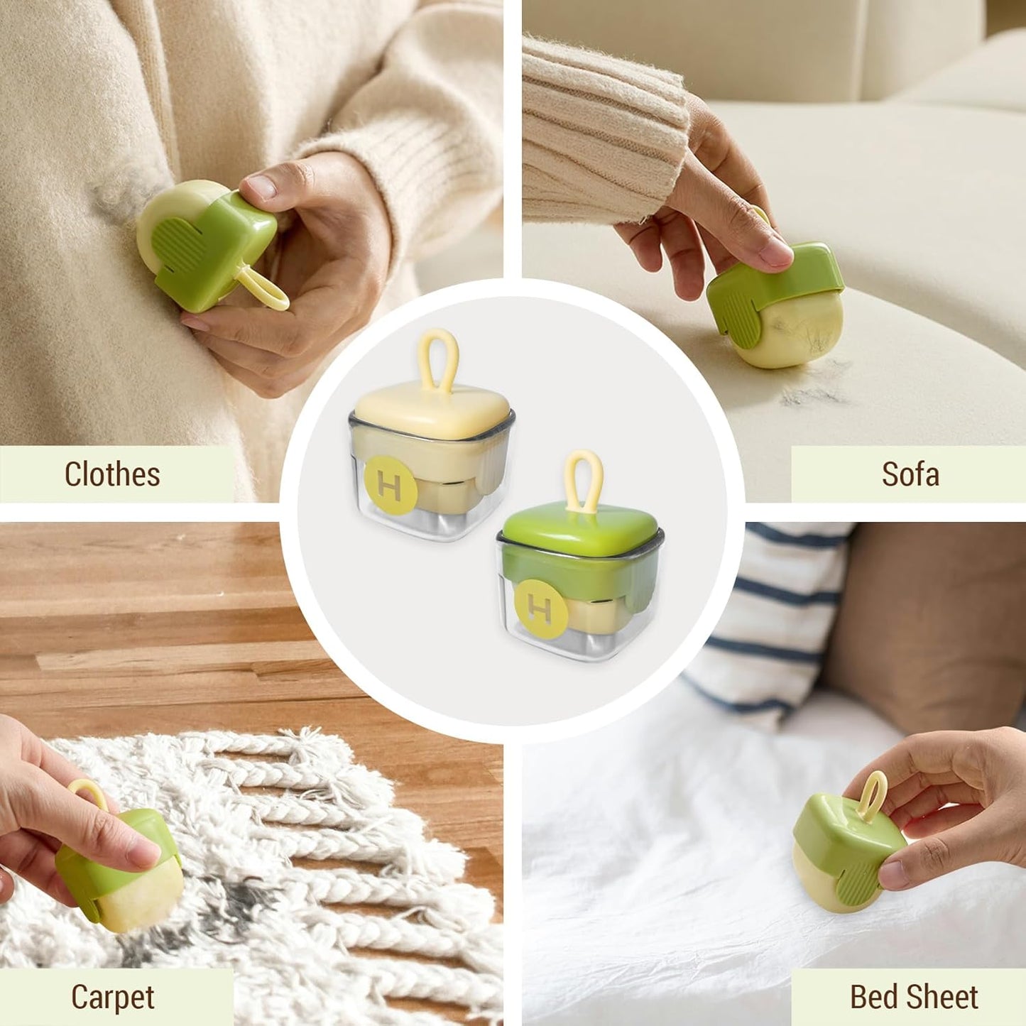 Mini Lint Roller,Washable Sticky Roller Reusable Lint Remover Portable Pet Hair Remover for Clothes,Travel Household (Green)