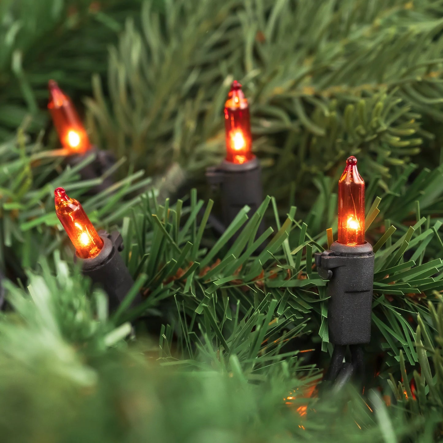 Halloween Mini Light Set - Orange -7' Black Wire - 35Ct