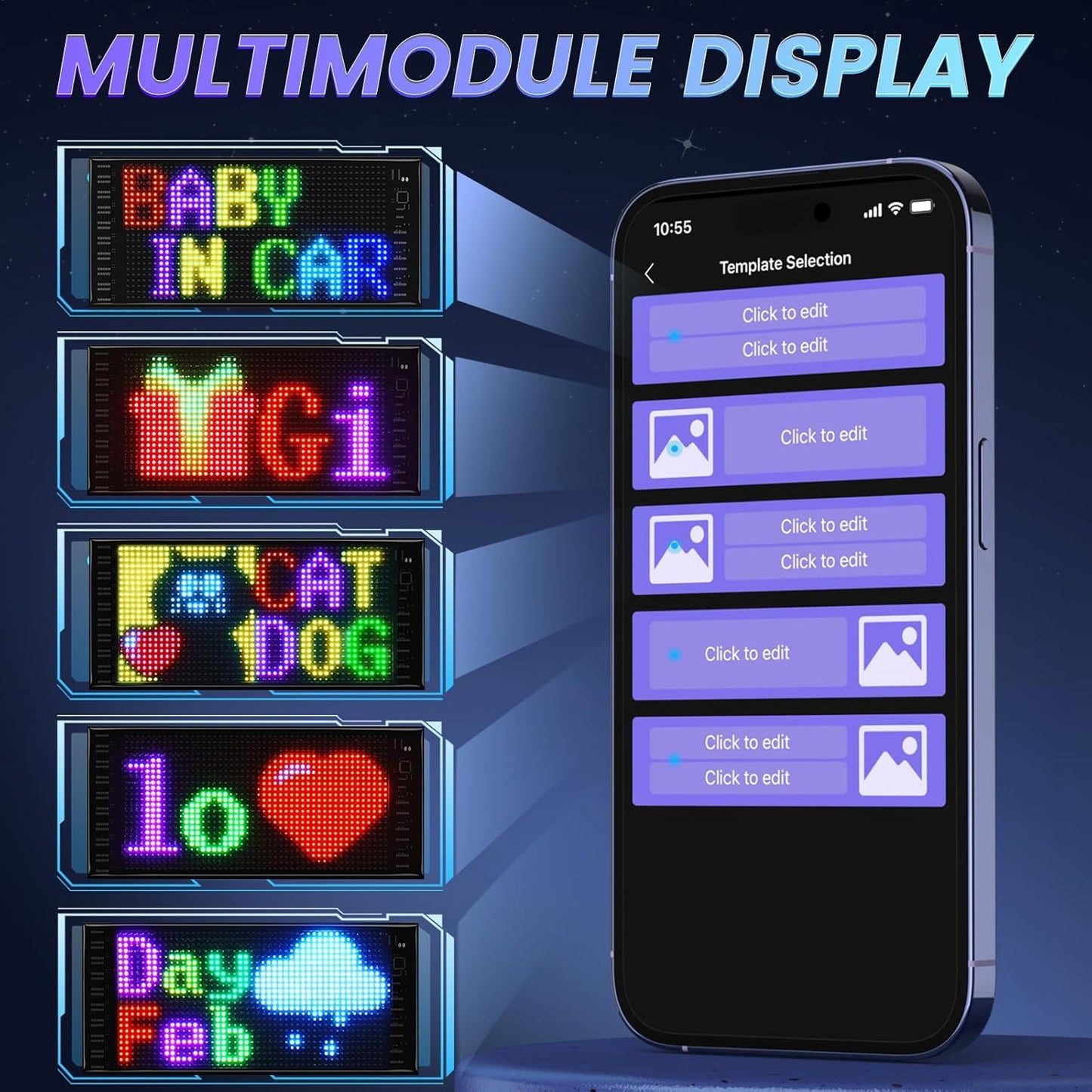 Devil Eyes Light for Car Windshield, 10.6''X4.7'' Programmable Double Row Custom LED Car Sign, Bluetooth APP Control Custom Animated LED Soft Screen for Window