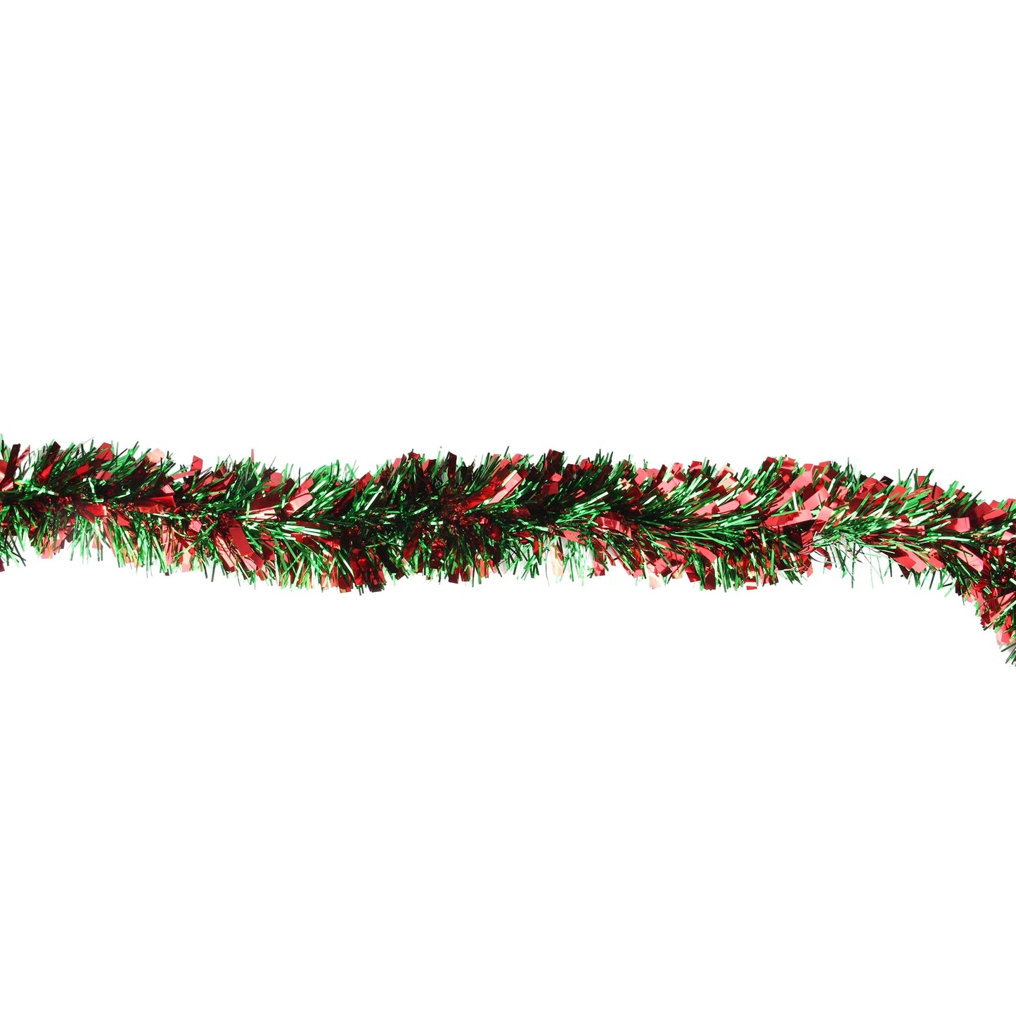 12' X 3.5" Unlit Green/Red Wide Cut Christmas Tinsel Garland