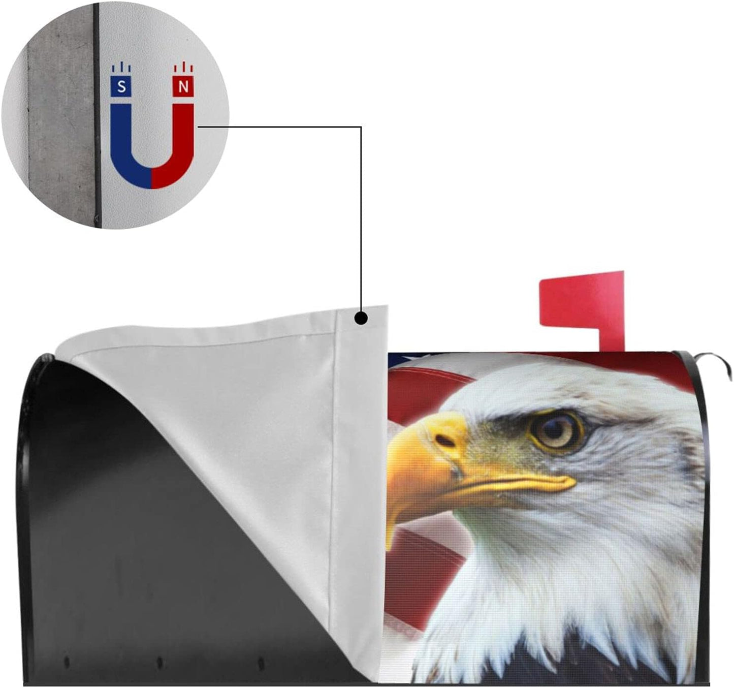Patriotic American Flag Mailbox Cover Magnetic 21X18 Inch with USA Flag Eagle Decor for Garden Yard Home Decoration