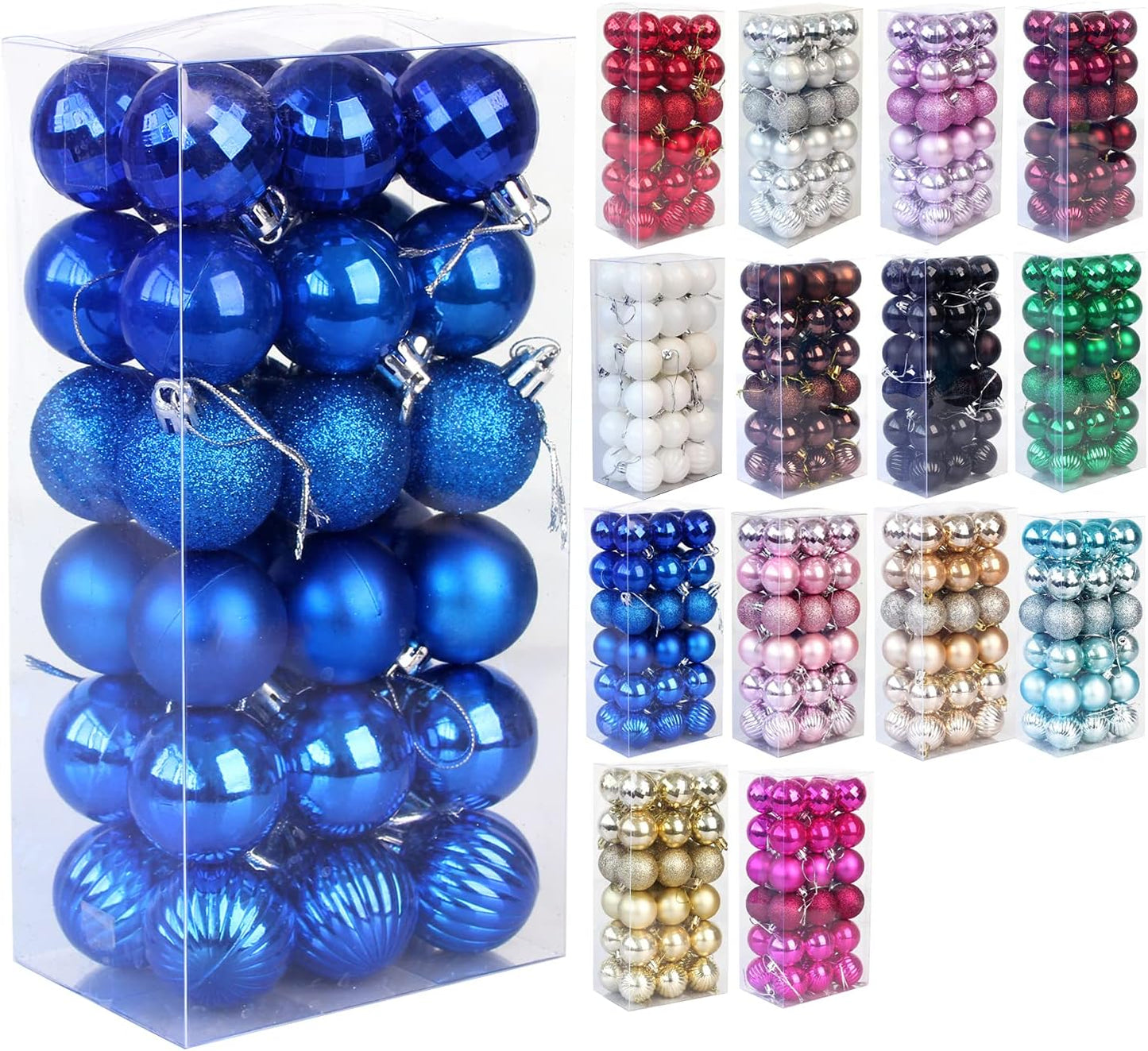 Christmas Shatterproof Tree Decoration Ball Ornaments - Holiday Wedding Party Decoration - 1.6" (4Cm) 36-Piece Set (Blue)