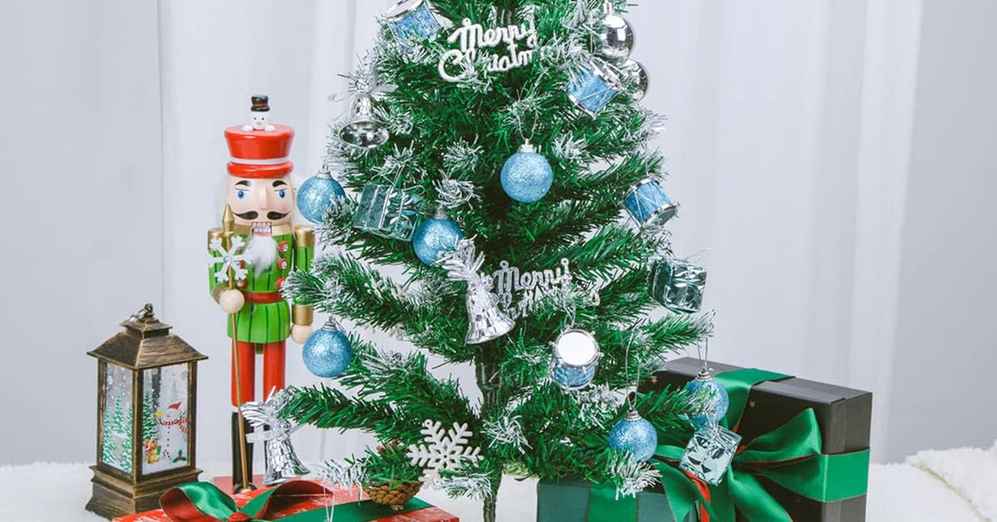 32PCS Christmas Ball Ornaments, Blue Silver Christmas Tree Decorations Party Favors for Wedding Birthday Decorations