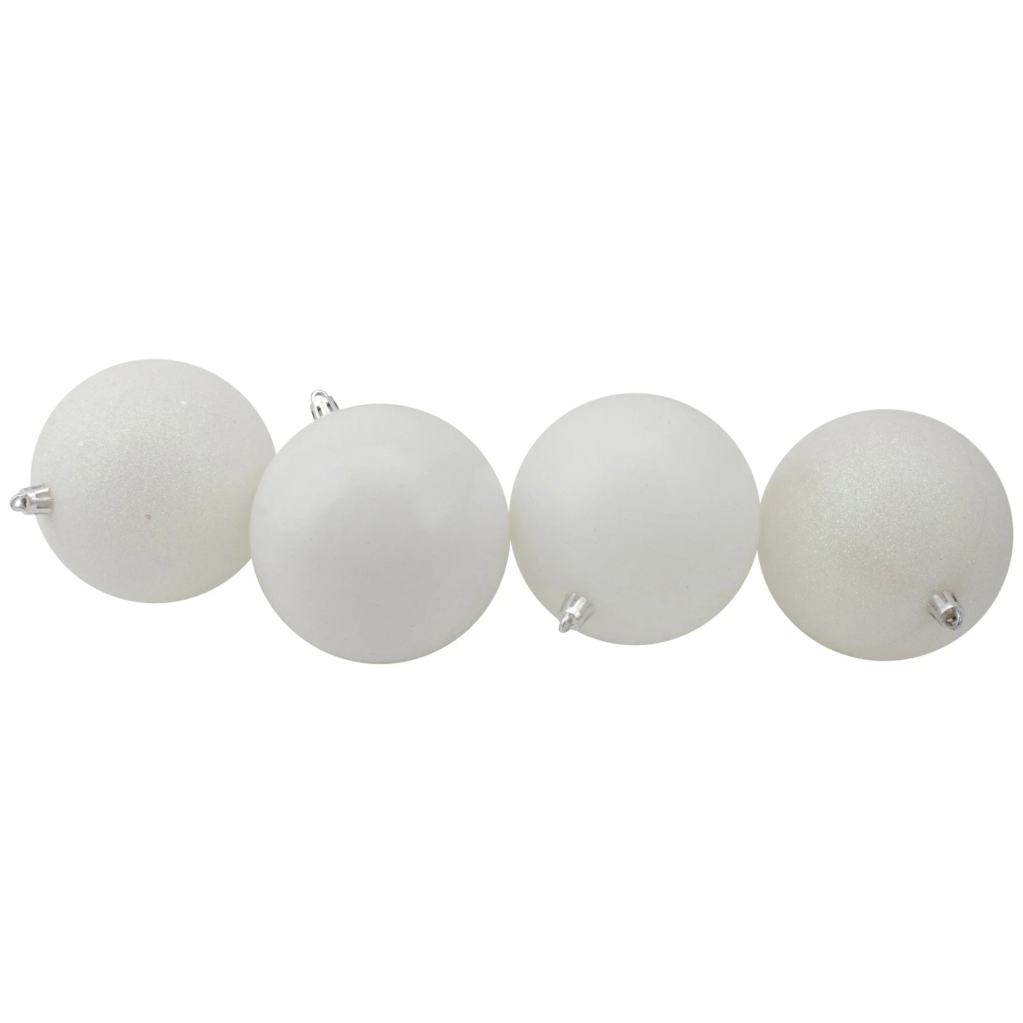 12Ct Shatterproof 4-Finish Christmas Ball Ornament Set 4" - White