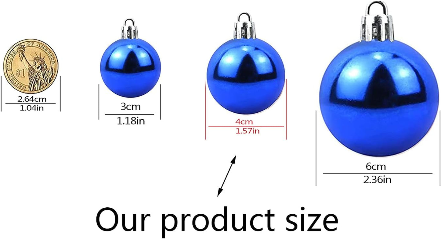 Christmas Shatterproof Tree Decoration Ball Ornaments - Holiday Wedding Party Decoration - 1.6" (4Cm) 36-Piece Set (Blue)