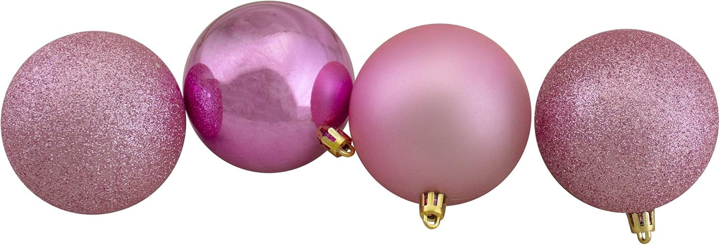 32Ct Bubblegum Pink Shatterproof 4-Finish Christmas Ball Ornaments 3.25" (80Mm)