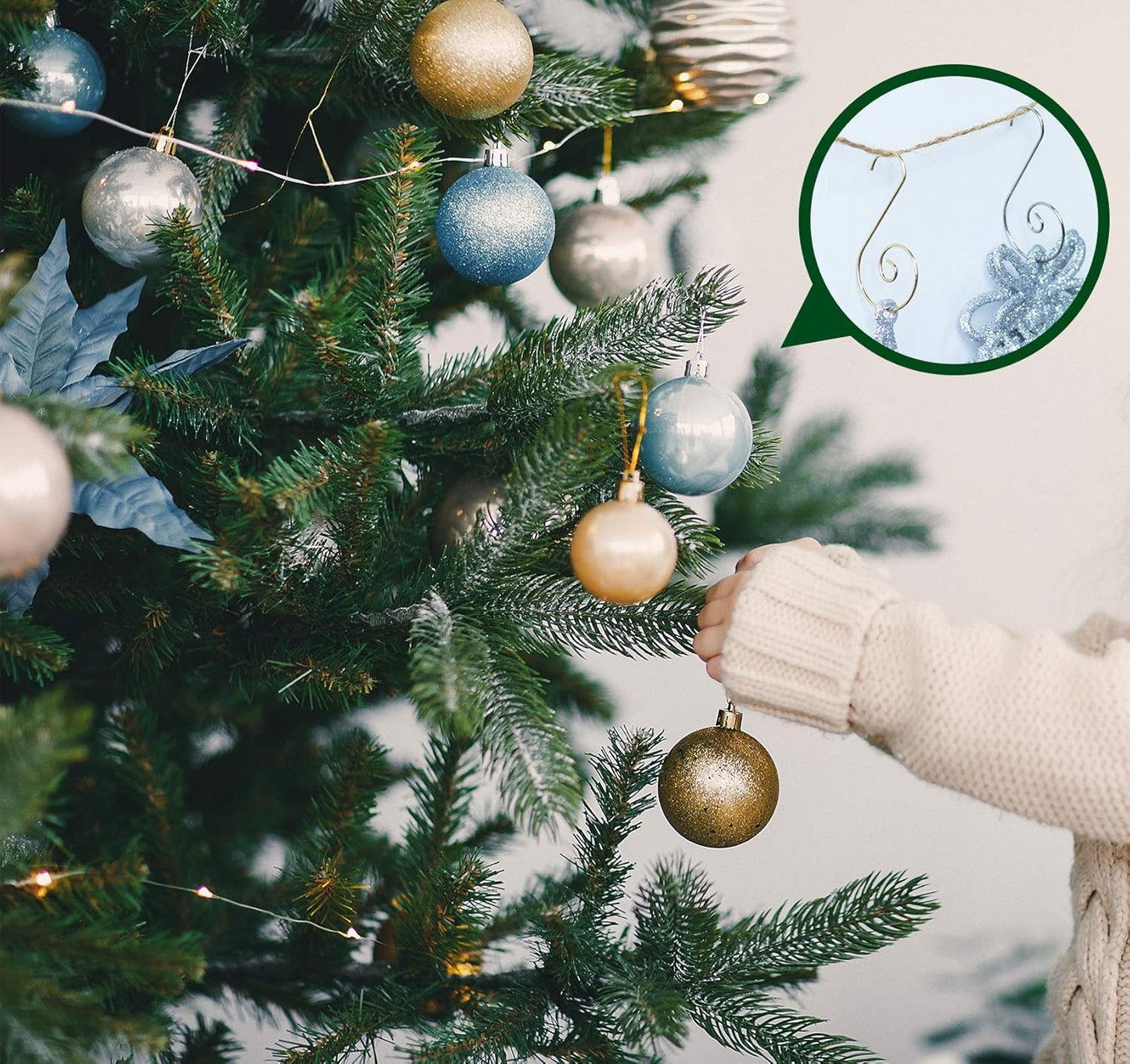200Pcs Christmas Ornament Hooks Christmas Tree Hanger Hooks S Hooks Hanging Hook for Christmas Tree Christmas Balls Party Decorations (Gold&Silver)