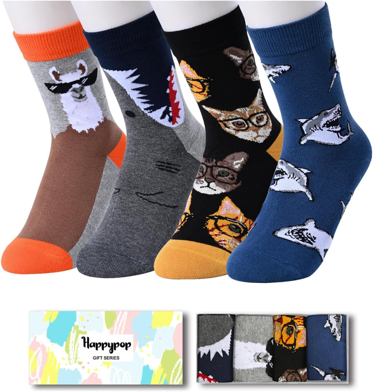 Funny Socks Kids Boys Train for Gifts 4 Pack