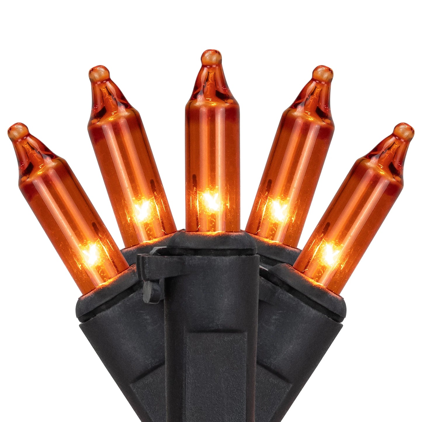 Halloween Mini Light Set - Orange -7' Black Wire - 35Ct