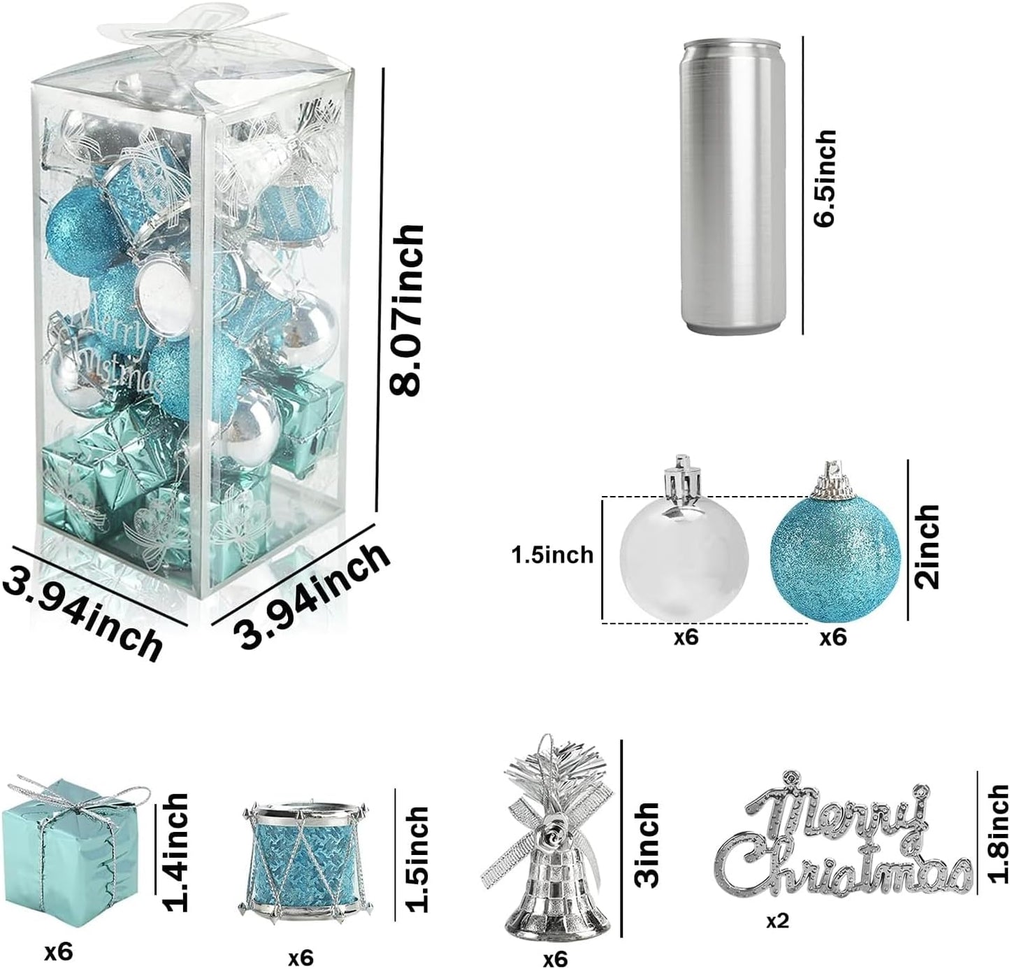 32PCS Christmas Ball Ornaments, Blue Silver Christmas Tree Decorations Party Favors for Wedding Birthday Decorations