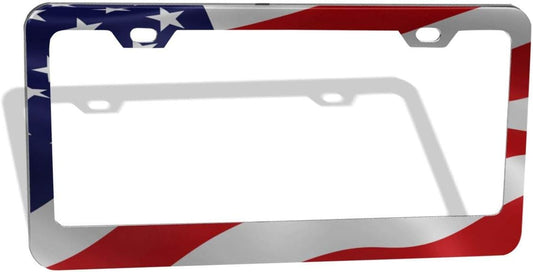 American Flag License Plate Frame Red Flags Car Frames Us Style License Plates Holder for Girl Women Men (Old Flag)