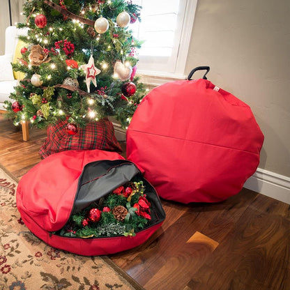 [30 Inch Wreath Storage Container] - for Christmas Wreath up to 30 Inches in Diameter | Bag Hooks Directly to Your Wire Wreath Frames to Prevent Sagging and Deformed Wreaths (30-Inch)
