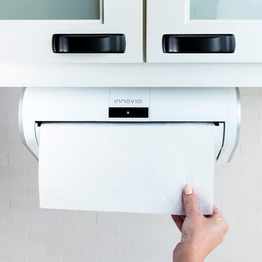 Automatic Paper Towel Dispenser. Touchless Technology. Works with Most Paper Towel Brands and Sizes. Dispenses the Number of Sheets You Need. White, under Cabinet Mounted.