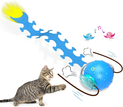 Interactive Cat Toys Ball for Indoor Cats Fast Rolling on Carpet, Chirping & Motion Activate Cat Toys (Red)