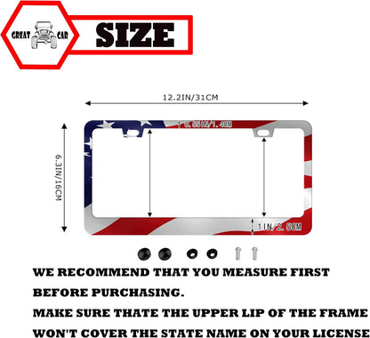 American Flag License Plate Frame Red Flags Car Frames Us Style License Plates Holder for Girl Women Men (Old Flag)