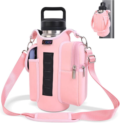Magnetic Gym Bag Water Bottle Carrier Holder with Phone Pockets & Shoulder Strap,5 Built-In Magnets Gym Bottle Pouch Sleeve,Magnetic Bag Gym Accessories Organizer for Men Women