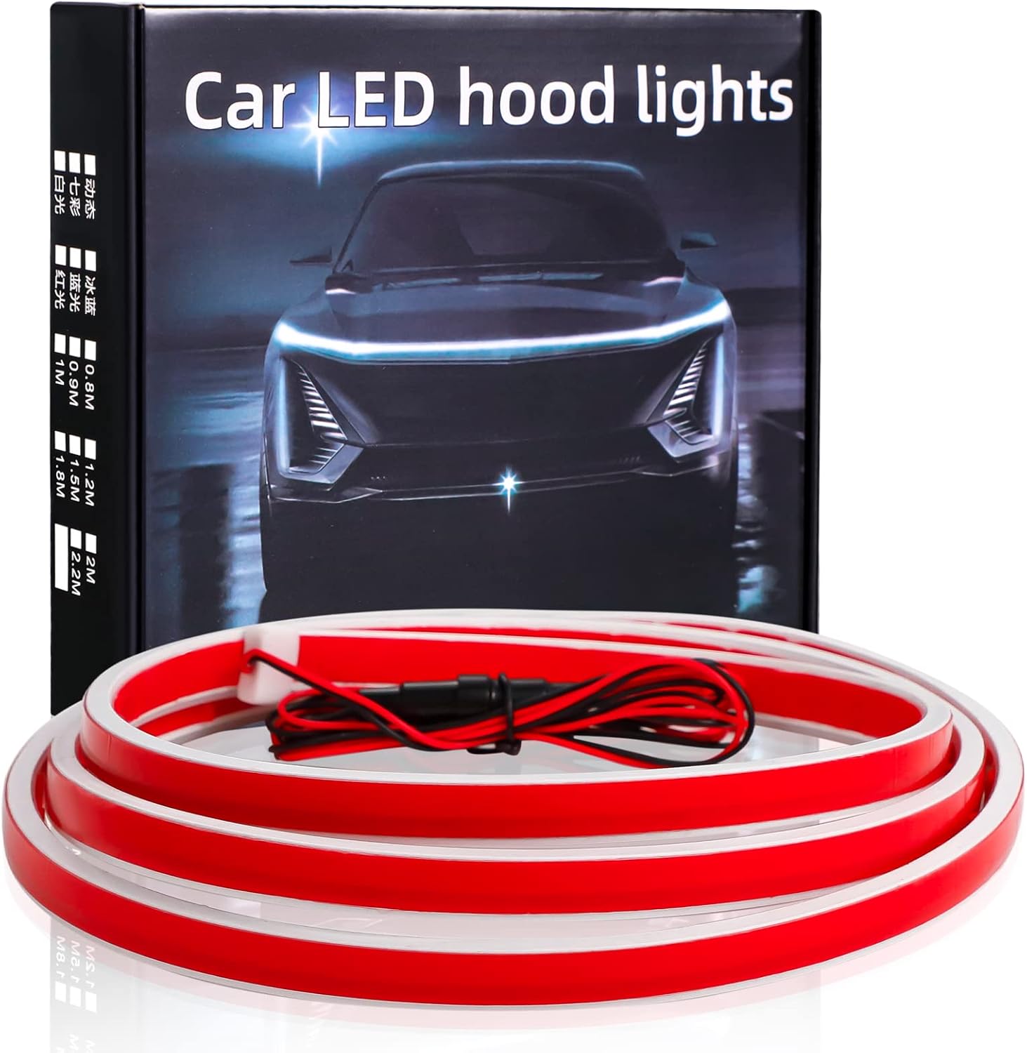 59 Inch Car Hood Light Strip, Dynamic LED Strip Light, Exterior Flexible Headlight Waterproof Daytime Running Light Strip for Truck, SUV (White Light)