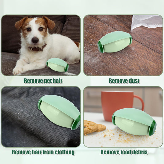 Washable Reusable Lint Roller Ball, Travel Mini Size Brushes Pet Hair Remover for Clothes, Sofas, Beds & Car Interiors, Portable Sticky Gel Fuzz Fur Dust Debris Cleaning Tool for Household (Green)