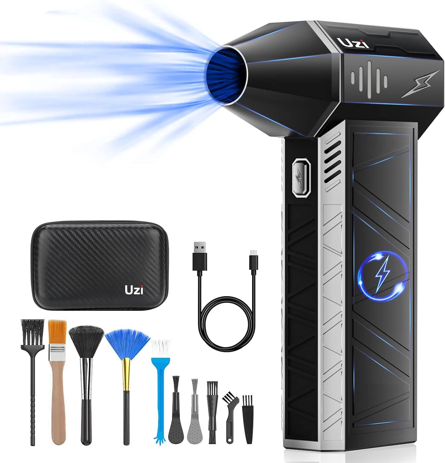Compressed Air Duster -180000RPM Electric Air Duster for Cleaning Pc&Keyboard, 4 Speeds Adjustable Rechargeable Cordless Jet Dry Air Blower for Home and Car,Outdoors,Etc