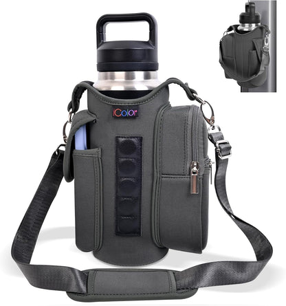 Magnetic Gym Bag Water Bottle Carrier Holder with Phone Pockets & Shoulder Strap,5 Built-In Magnets Gym Bottle Pouch Sleeve,Magnetic Bag Gym Accessories Organizer for Men Women