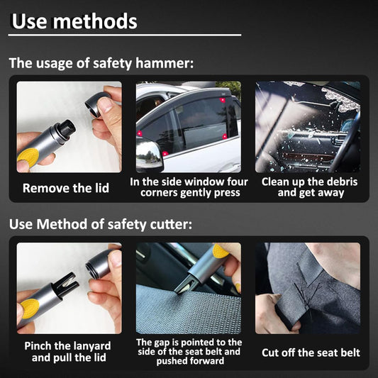 Safehammer - 2025 Upgraded Safe Hammer Glass Breaker under Water, Car Hammer Seatbelt Cutter Window Breaker Emergency Escape Tool, Safehammer Glass Breaker for New Cars (3PCS)
