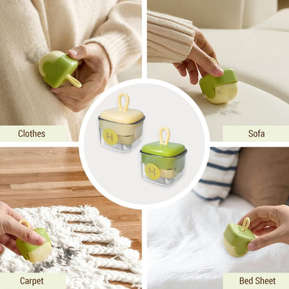 Mini Lint Roller,Washable Sticky Roller Reusable Lint Remover Portable Pet Hair Remover for Clothes,Travel Household (Green)