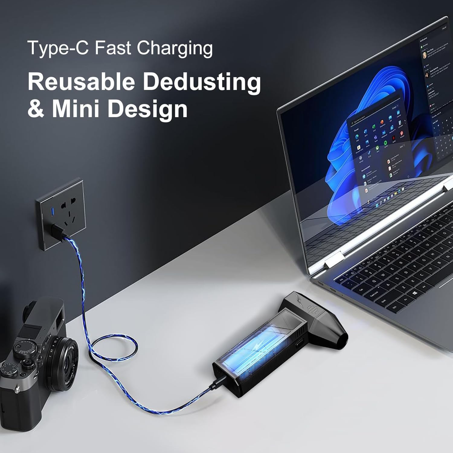 Compressed Air Duster -180000RPM Electric Air Duster for Cleaning Pc&Keyboard, 4 Speeds Adjustable Rechargeable Cordless Jet Dry Air Blower for Home and Car,Outdoors,Etc