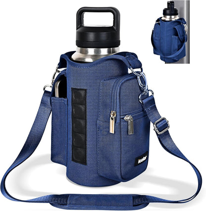 Magnetic Gym Bag Water Bottle Carrier Holder with Phone Pockets & Shoulder Strap,5 Built-In Magnets Gym Bottle Pouch Sleeve,Magnetic Bag Gym Accessories Organizer for Men Women