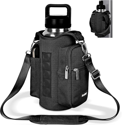 Magnetic Gym Bag Water Bottle Carrier Holder with Phone Pockets & Shoulder Strap,5 Built-In Magnets Gym Bottle Pouch Sleeve,Magnetic Bag Gym Accessories Organizer for Men Women