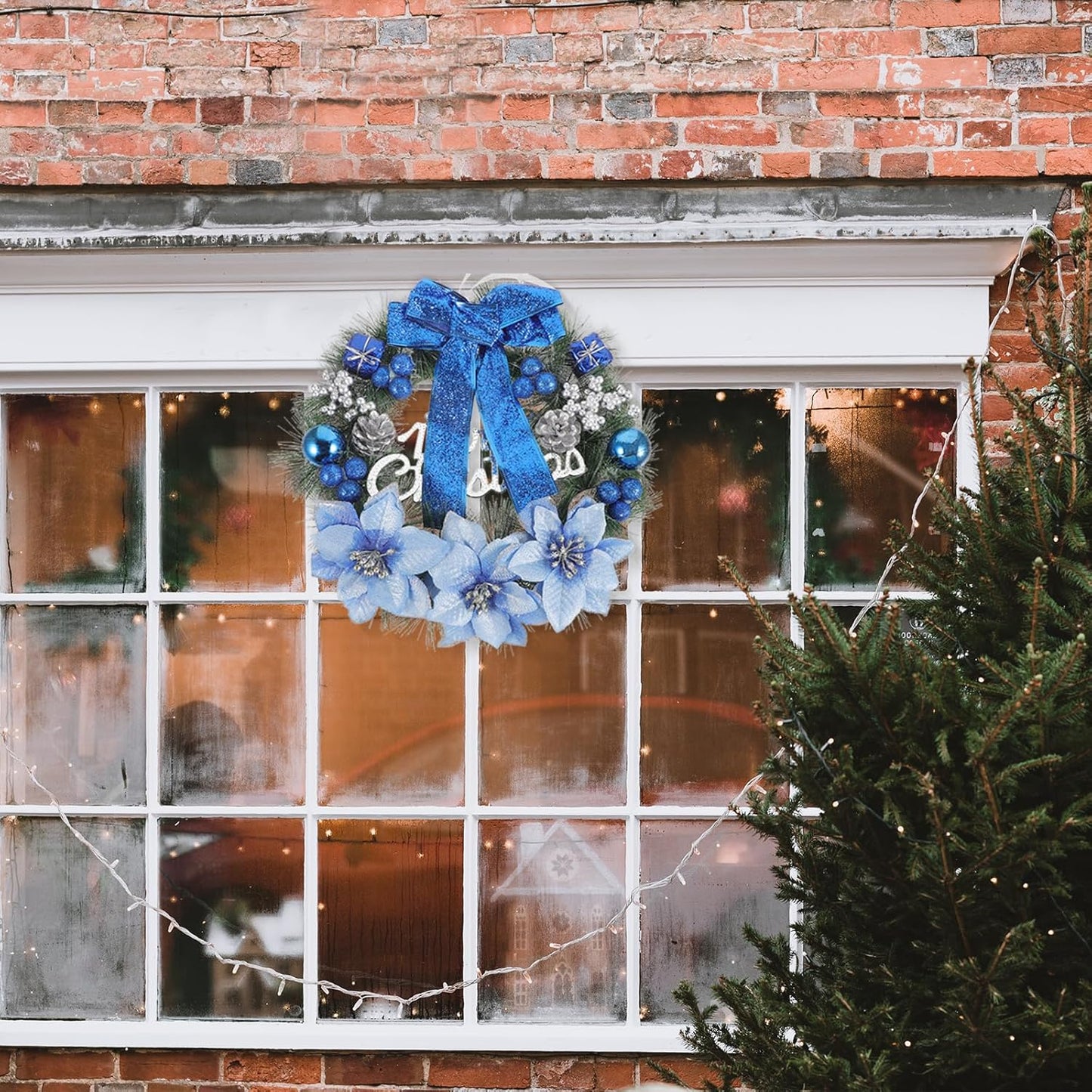 Christmas Wreath, Christmas Garland 30Cm Blue Christmas Wreath Decorations for Home
