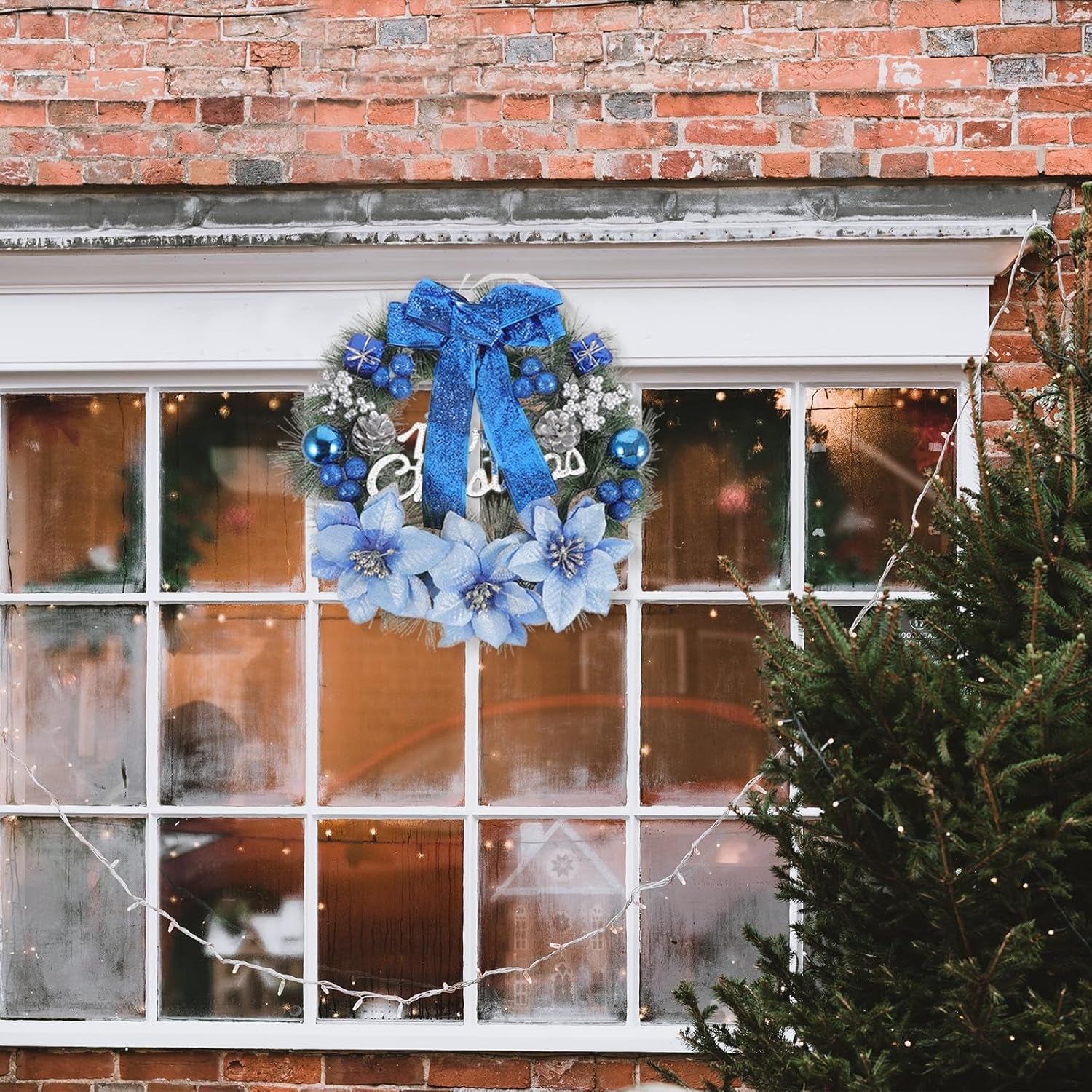 Christmas Wreath, Christmas Garland 30Cm Blue Christmas Wreath Decorations for Home