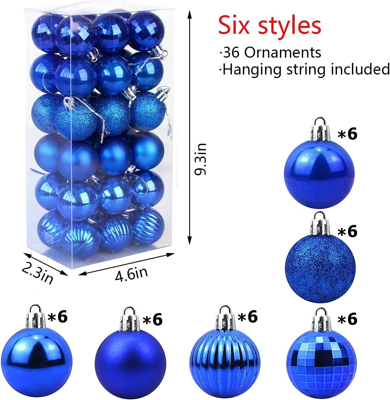 Christmas Shatterproof Tree Decoration Ball Ornaments - Holiday Wedding Party Decoration - 1.6" (4Cm) 36-Piece Set (Blue)