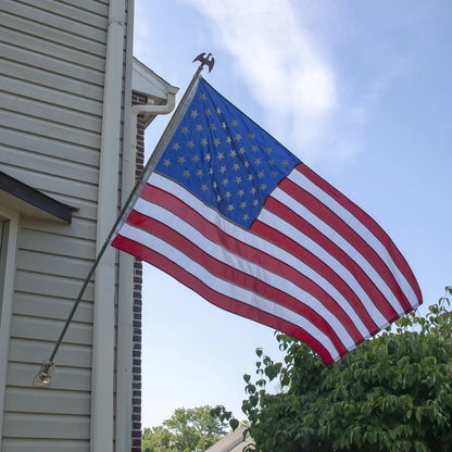 6 Ft. Steel Flagpole  American Flag Kit, Sewn Nylon Flag, Grommeted, Silver
