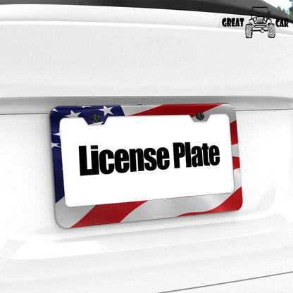 American Flag License Plate Frame Red Flags Car Frames Us Style License Plates Holder for Girl Women Men (Old Flag)